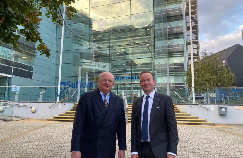 Picture of Councillor Richard Rout and Councillor Andrew Reid outside Endeavour House. 