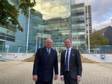 Picture of Councillor Richard Rout and Councillor Andrew Reid outside Endeavour House. 